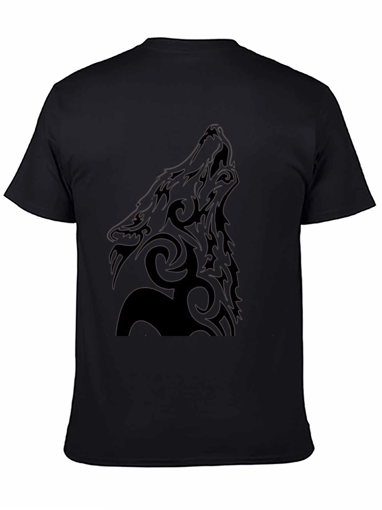 Tribal Wolf Graphic Black T-Shirt