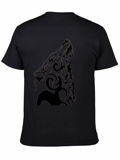 Tribal Wolf Graphic Black T-Shirt