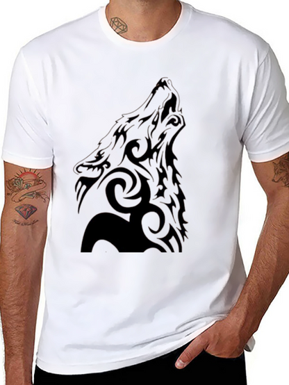 Tribal Wolf Graphic Black T-Shirt