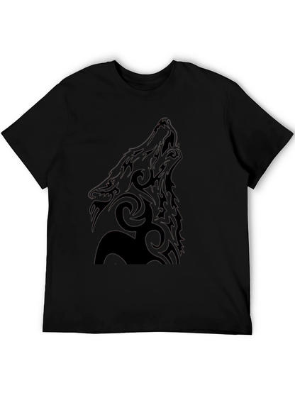 Tribal Wolf Graphic Black T-Shirt