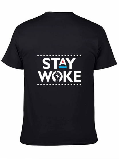 Stay Woke Graphic Tee - Black Cotton Blend