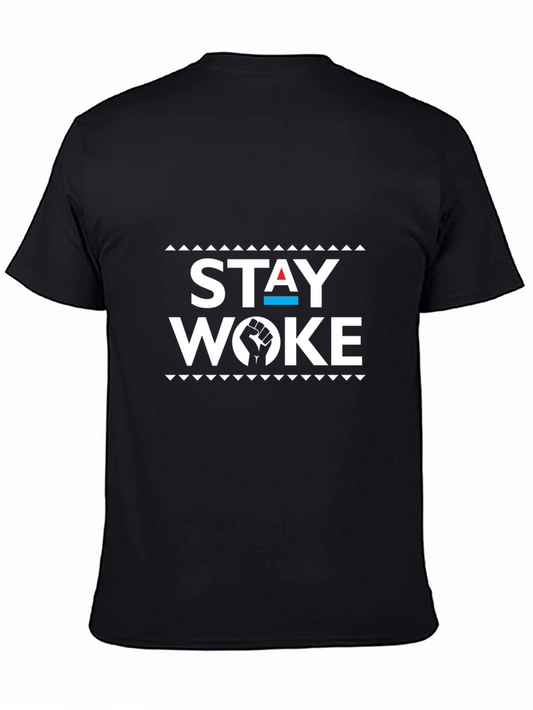 Stay Woke Graphic Tee - Black Cotton Blend