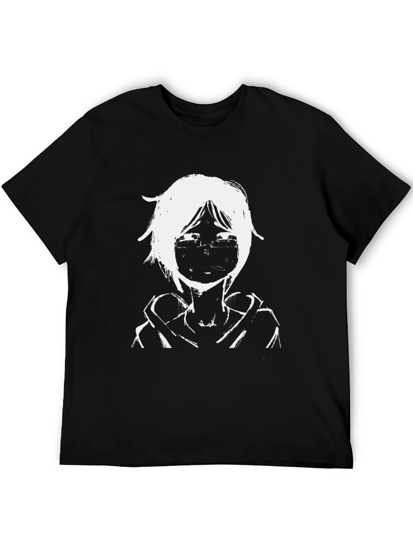 Anime Style Graphic Print Black Tee