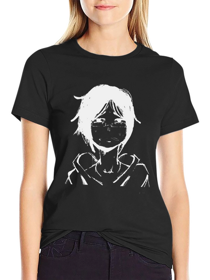 Anime Style Graphic Print Black Tee
