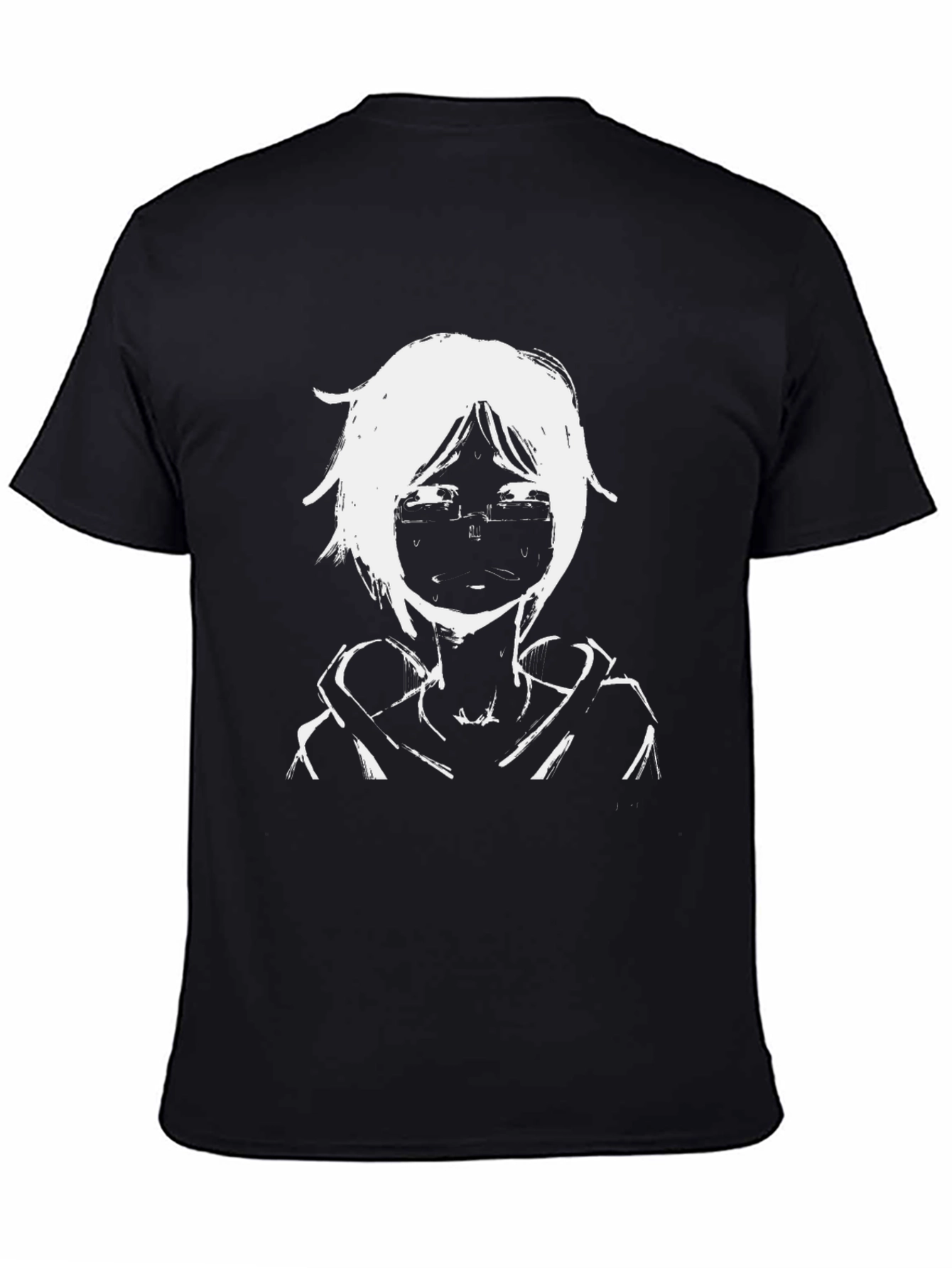 Anime Style Graphic Print Black Tee