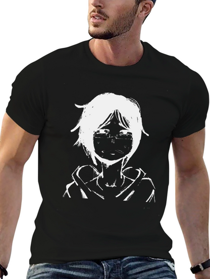 Anime Style Graphic Print Black Tee