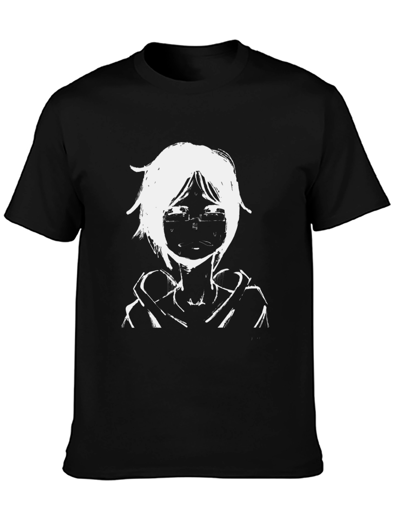 Anime Style Graphic Print Black Tee