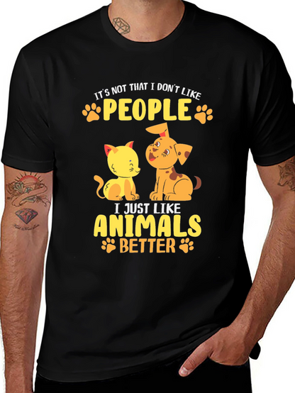 Animal Lovers Black T-Shirt: People vs. Pets