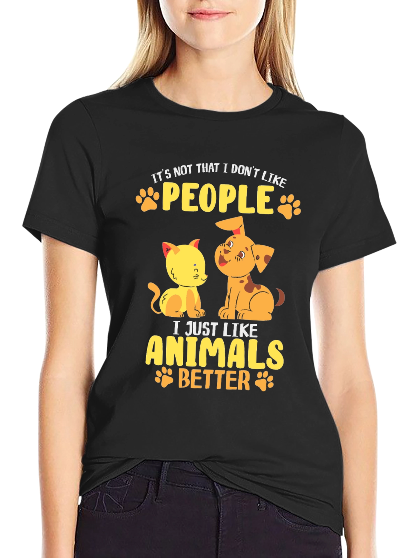 Animal Lovers Black T-Shirt: People vs. Pets