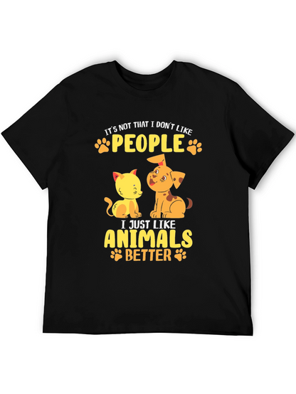 Animal Lovers Black T-Shirt: People vs. Pets