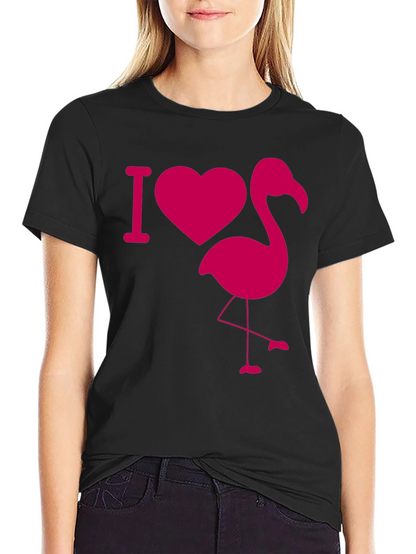 I Heart Flamingo Black T-Shirt