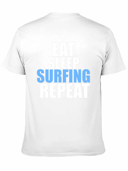 Eat Sleep Surfing Repeat Mens Black Graphic T-Shirt