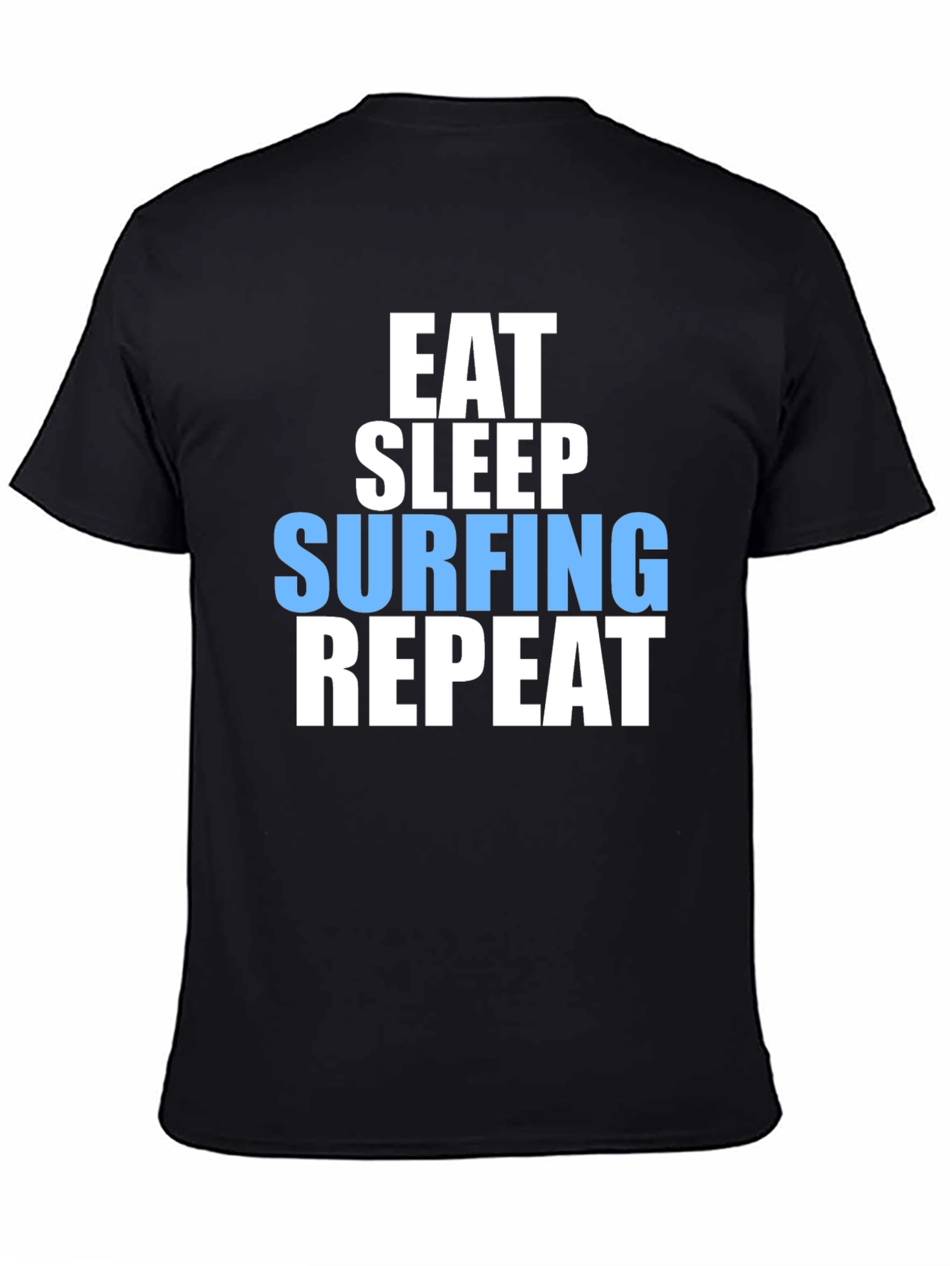 Eat Sleep Surfing Repeat Mens Black Graphic T-Shirt