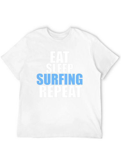 Eat Sleep Surfing Repeat Mens Black Graphic T-Shirt