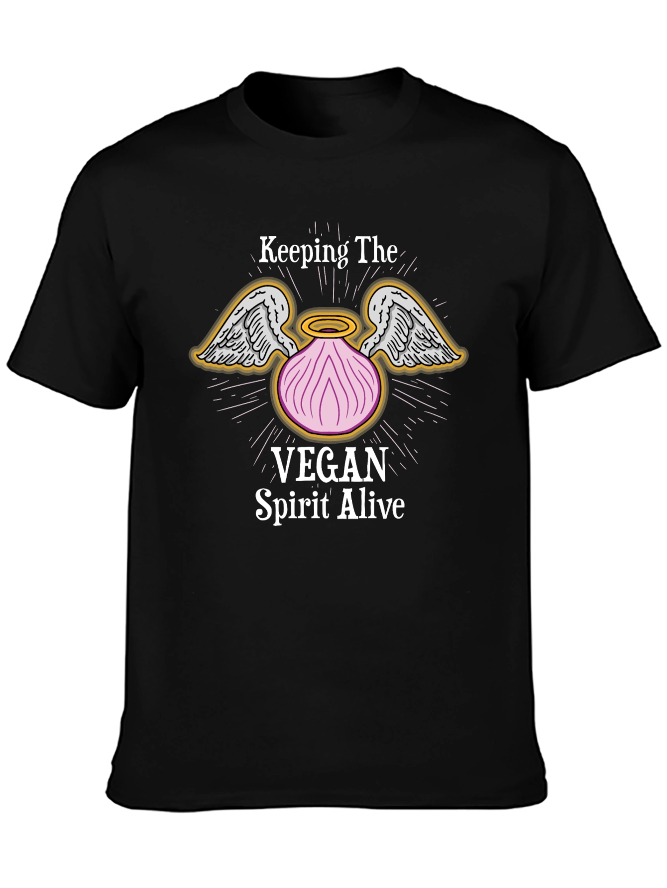 Vegan Spirit T-Shirt - Onion Angel Wings Design