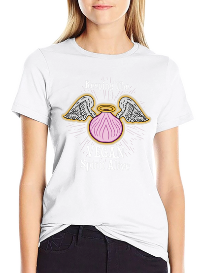 Vegan Spirit T-Shirt - Onion Angel Wings Design