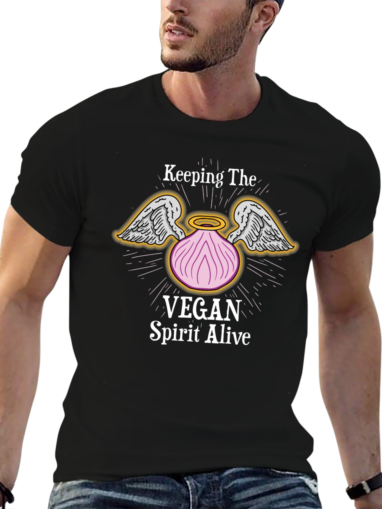 Vegan Spirit T-Shirt - Onion Angel Wings Design