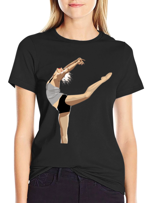 Black T-Shirt with Dancer Graphic Print