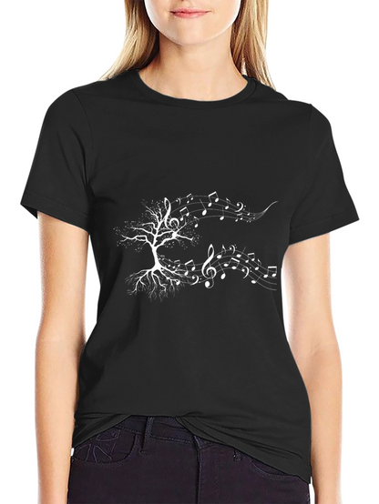 Music Tree Graphic Tee - Black Cotton Casual T-Shirt