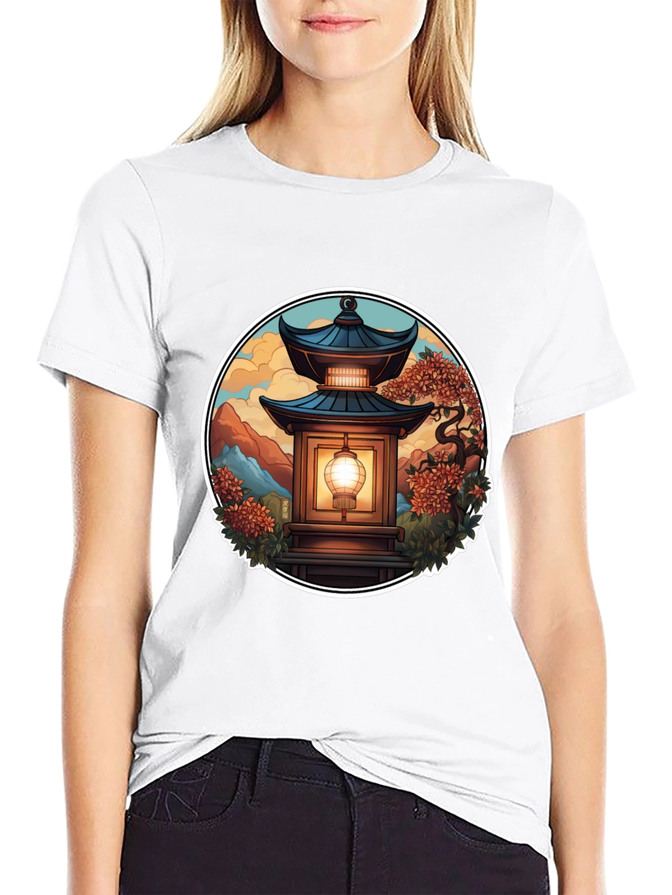 Asian Lantern Graphic Tee - Unique Design