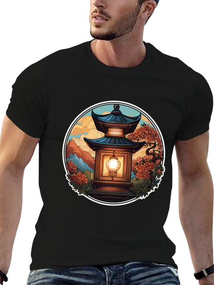 Asian Lantern Graphic Tee - Unique Design