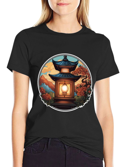 Asian Lantern Graphic Tee - Unique Design