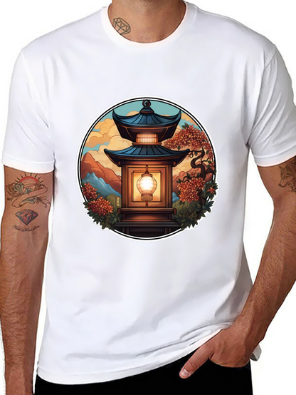 Asian Lantern Graphic Tee - Unique Design
