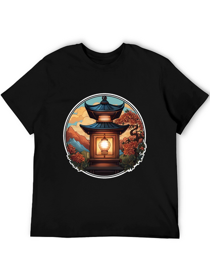 Asian Lantern Graphic Tee - Unique Design