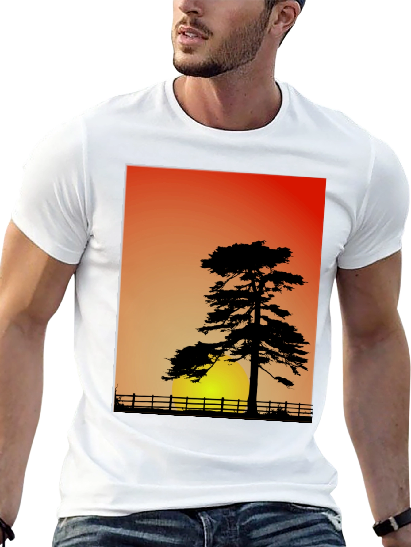 Sunset Silhouette Graphic Tee - Nature Lovers Shirt