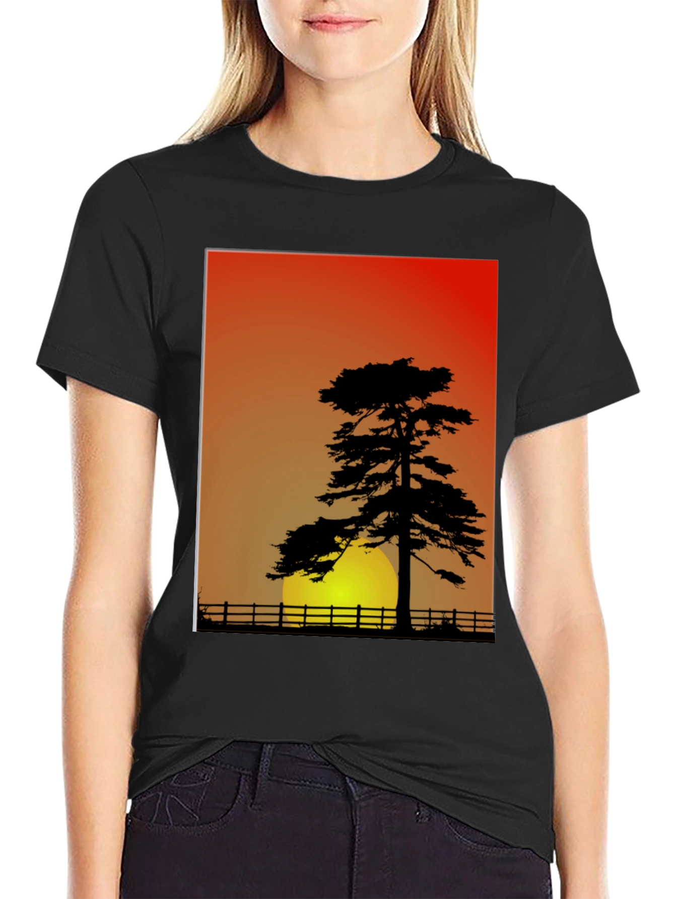 Sunset Silhouette Graphic Tee - Nature Lovers Shirt