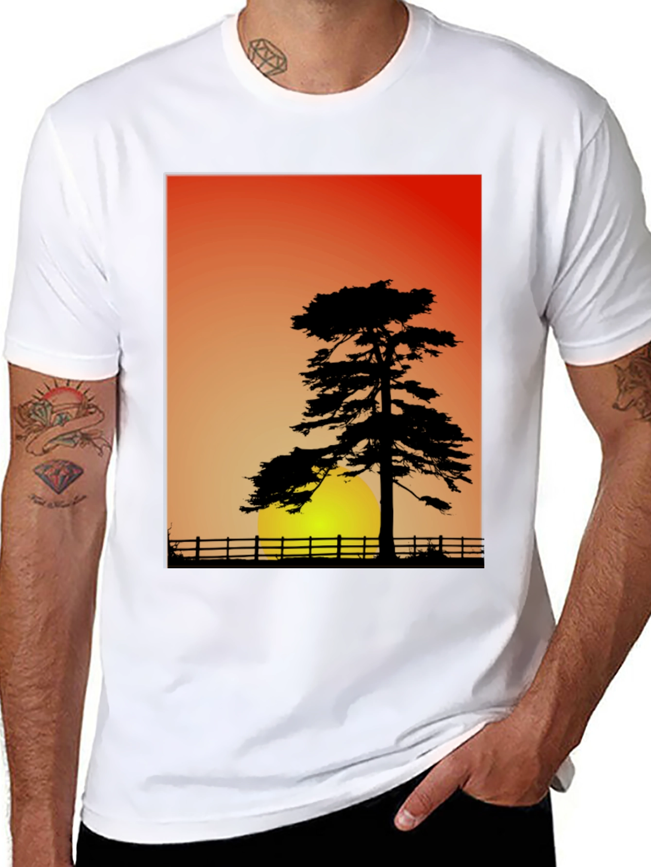 Sunset Silhouette Graphic Tee - Nature Lovers Shirt