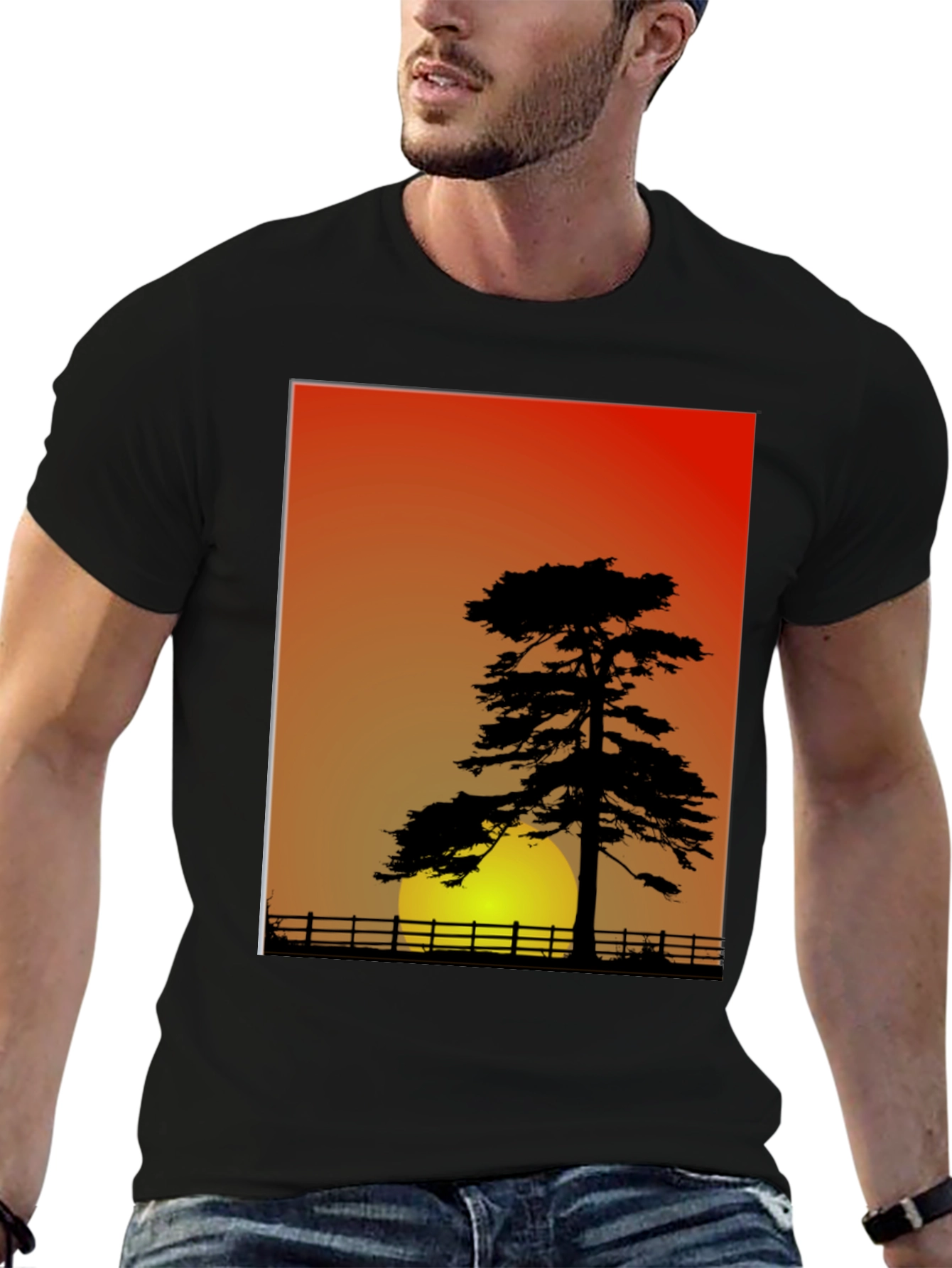 Sunset Silhouette Graphic Tee - Nature Lovers Shirt