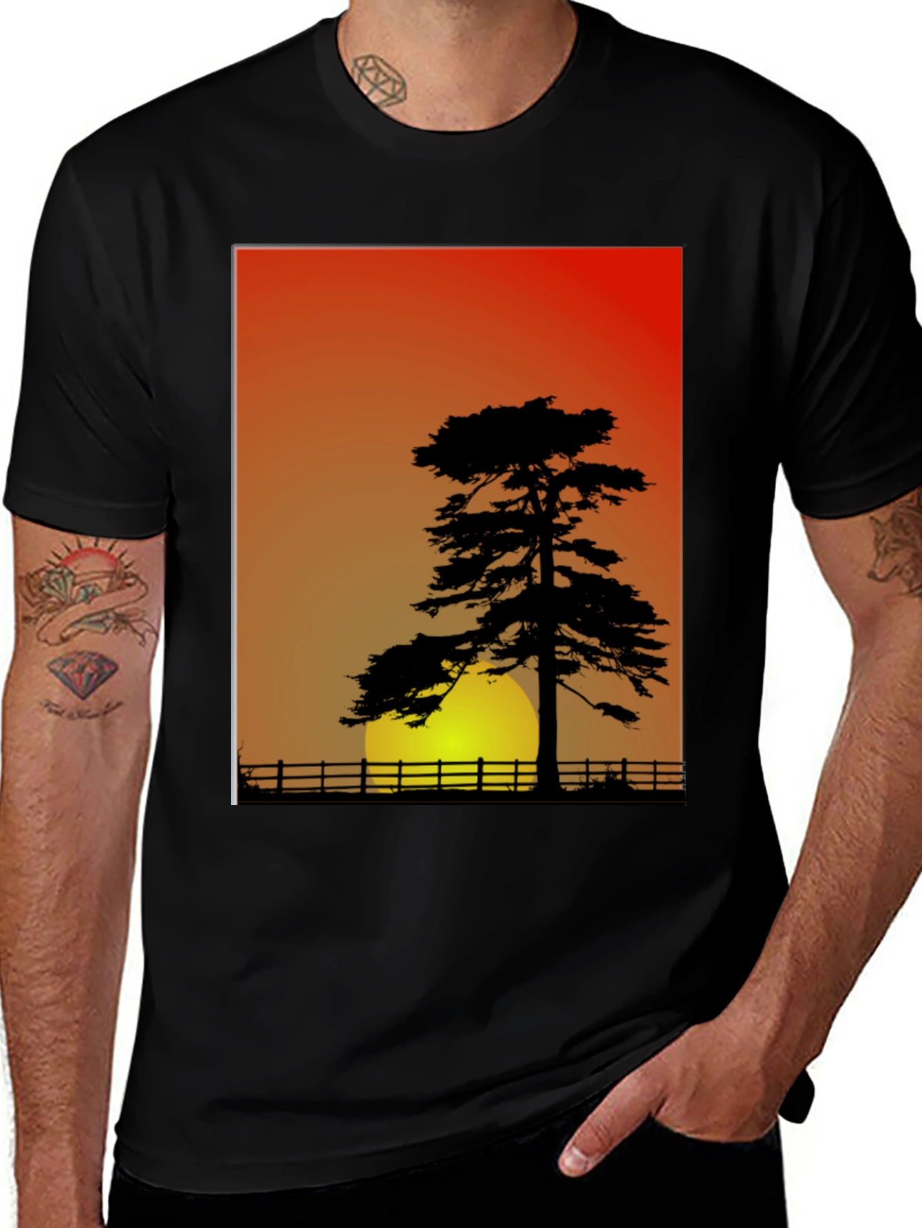 Sunset Silhouette Graphic Tee - Nature Lovers Shirt