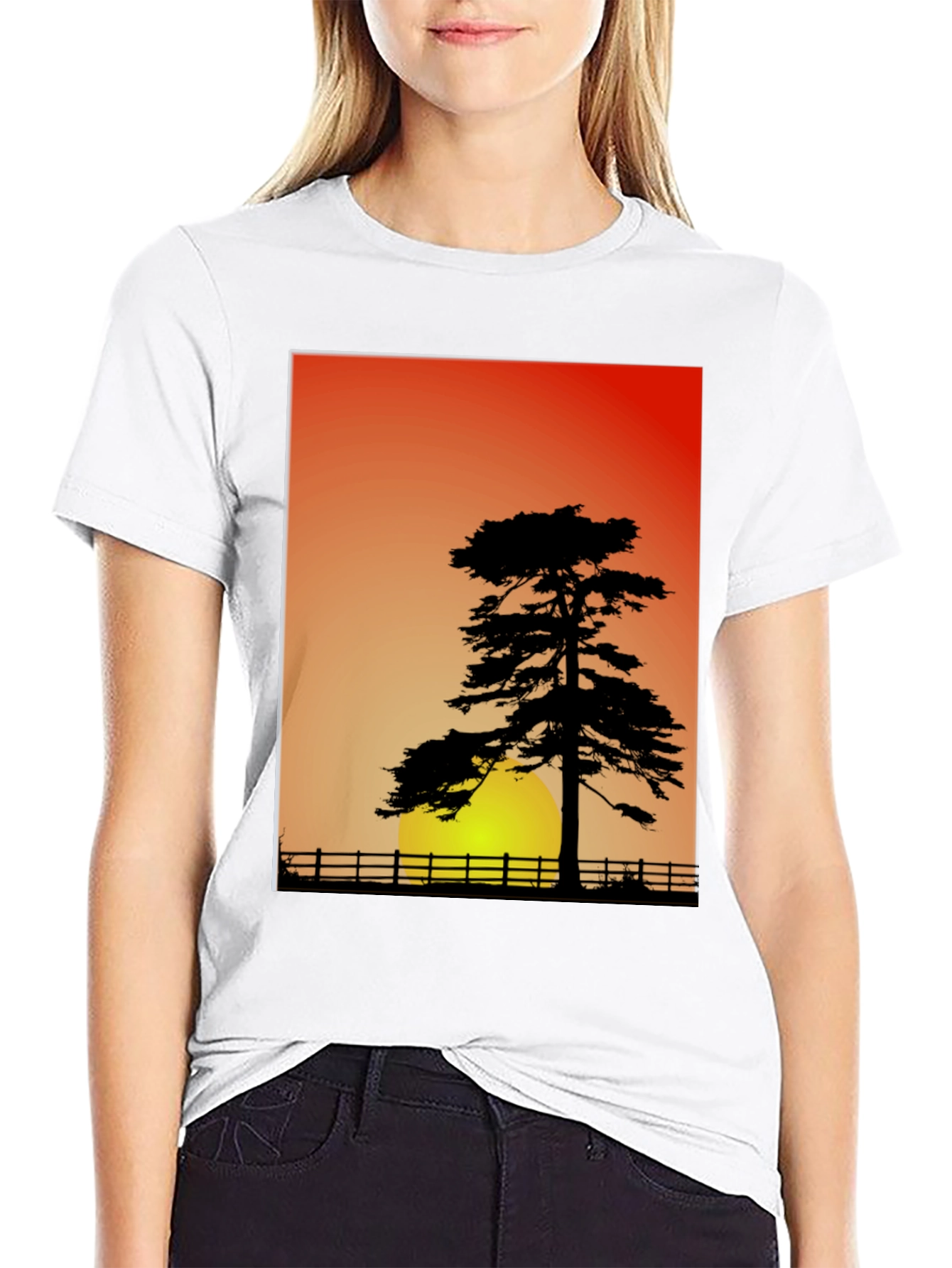 Sunset Silhouette Graphic Tee - Nature Lovers Shirt