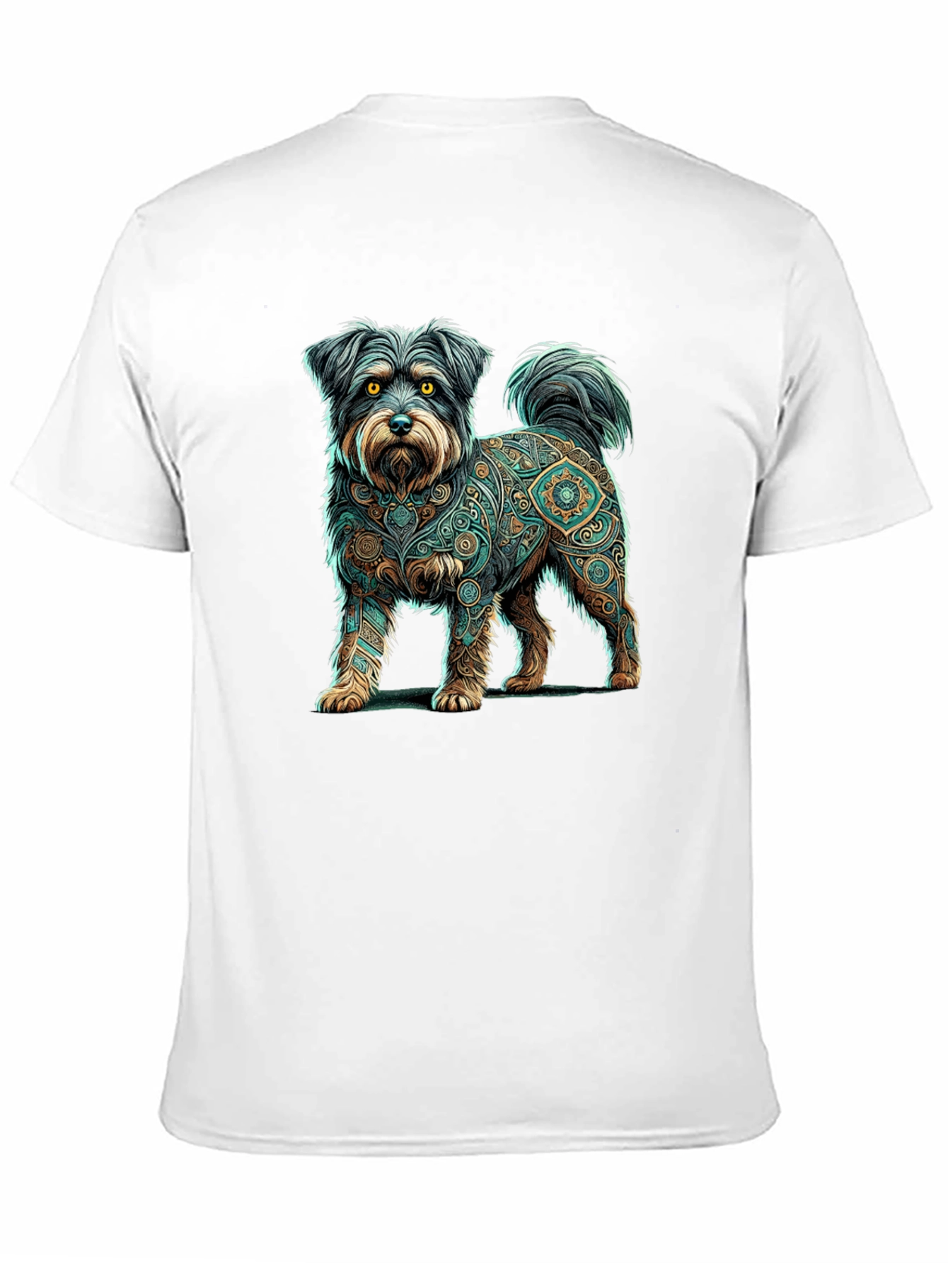 Dog Mandala Print Black T-Shirt