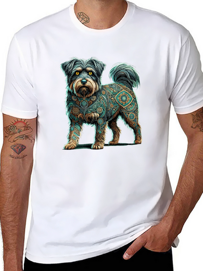 Dog Mandala Print Black T-Shirt