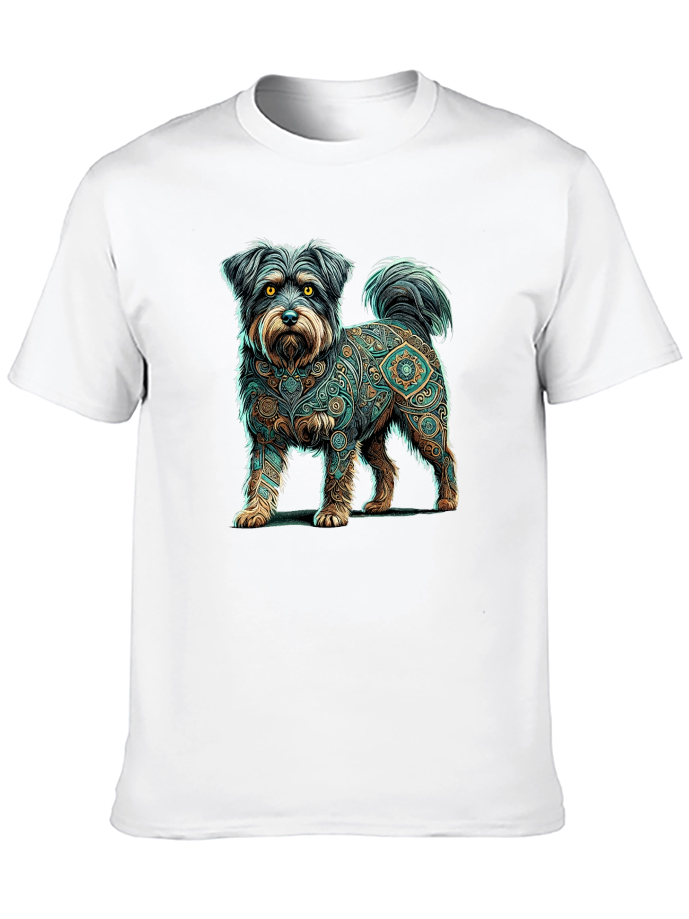 Dog Mandala Print Black T-Shirt