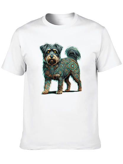 Dog Mandala Print Black T-Shirt