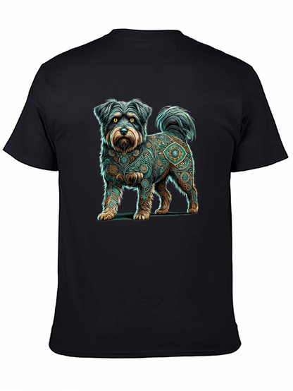 Dog Mandala Print Black T-Shirt