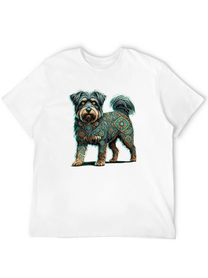 Dog Mandala Print Black T-Shirt