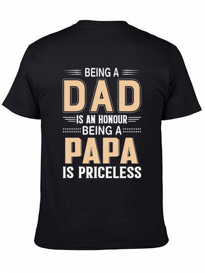 Dad Papa Honour Priceless Black T-Shirt