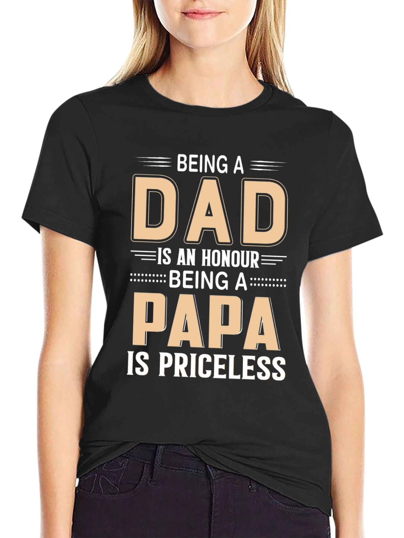 Dad Papa Honour Priceless Black T-Shirt