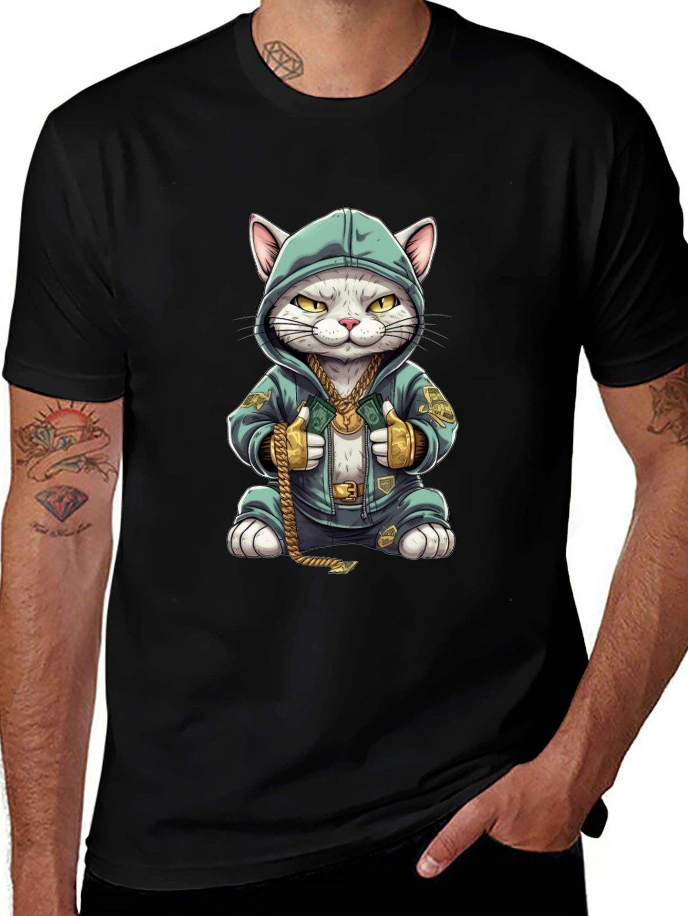Cool Cat in Hoodie T-Shirt