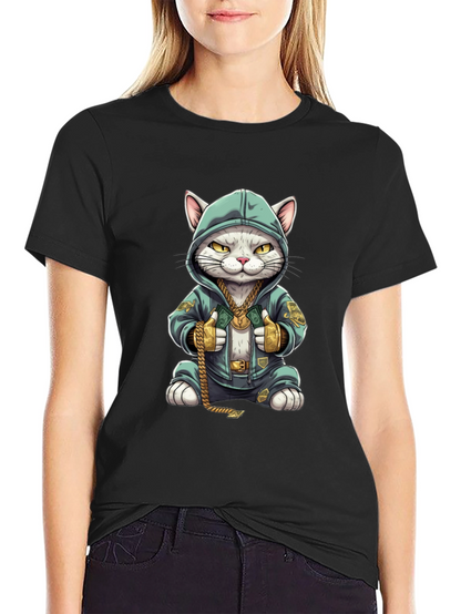 Cool Cat in Hoodie T-Shirt