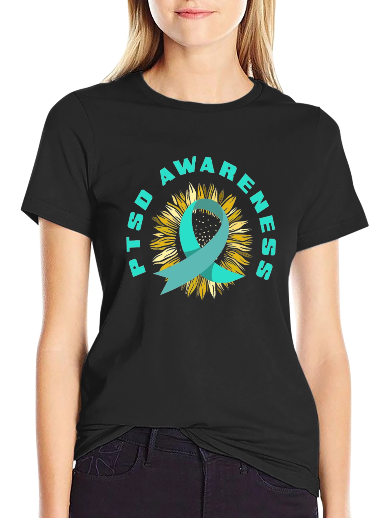 PTSD Awareness Sunflower Ribbon T-Shirt