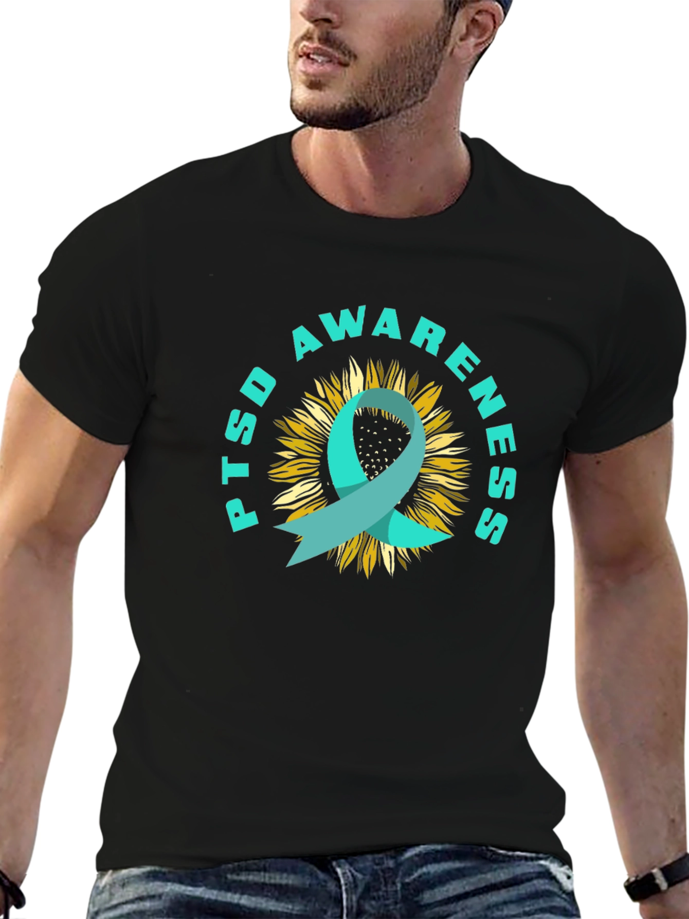 PTSD Awareness Sunflower Ribbon T-Shirt