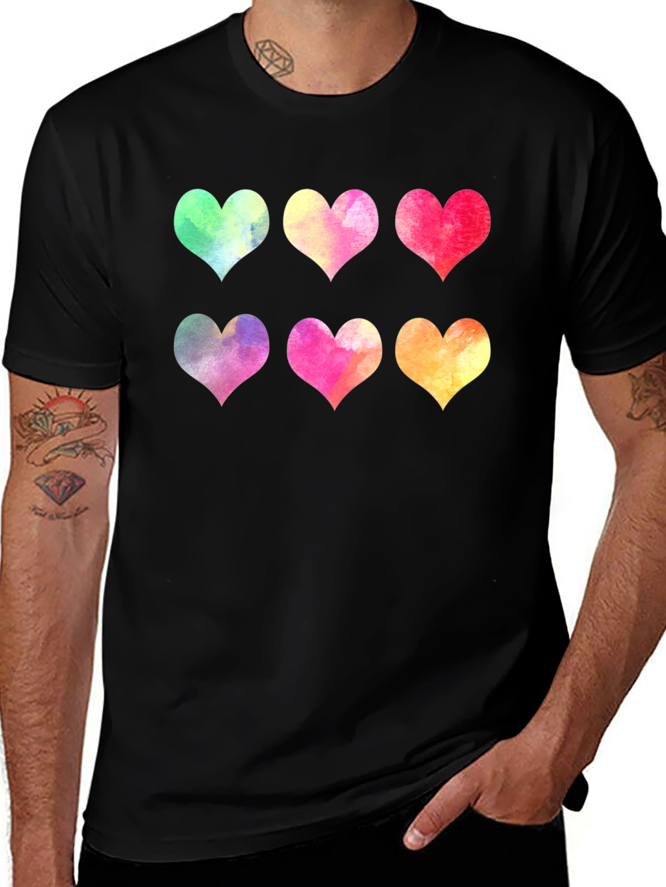 Watercolor Hearts Graphic T-Shirt