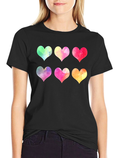 Watercolor Hearts Graphic T-Shirt