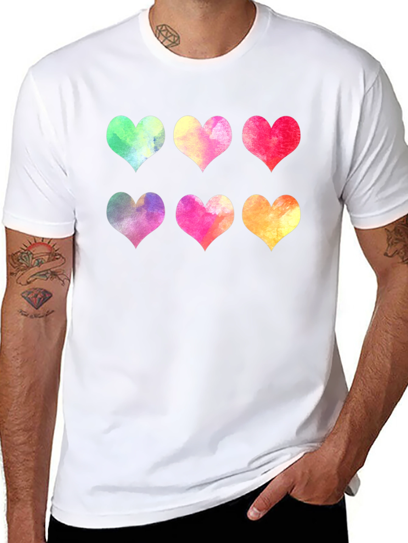 Watercolor Hearts Graphic T-Shirt
