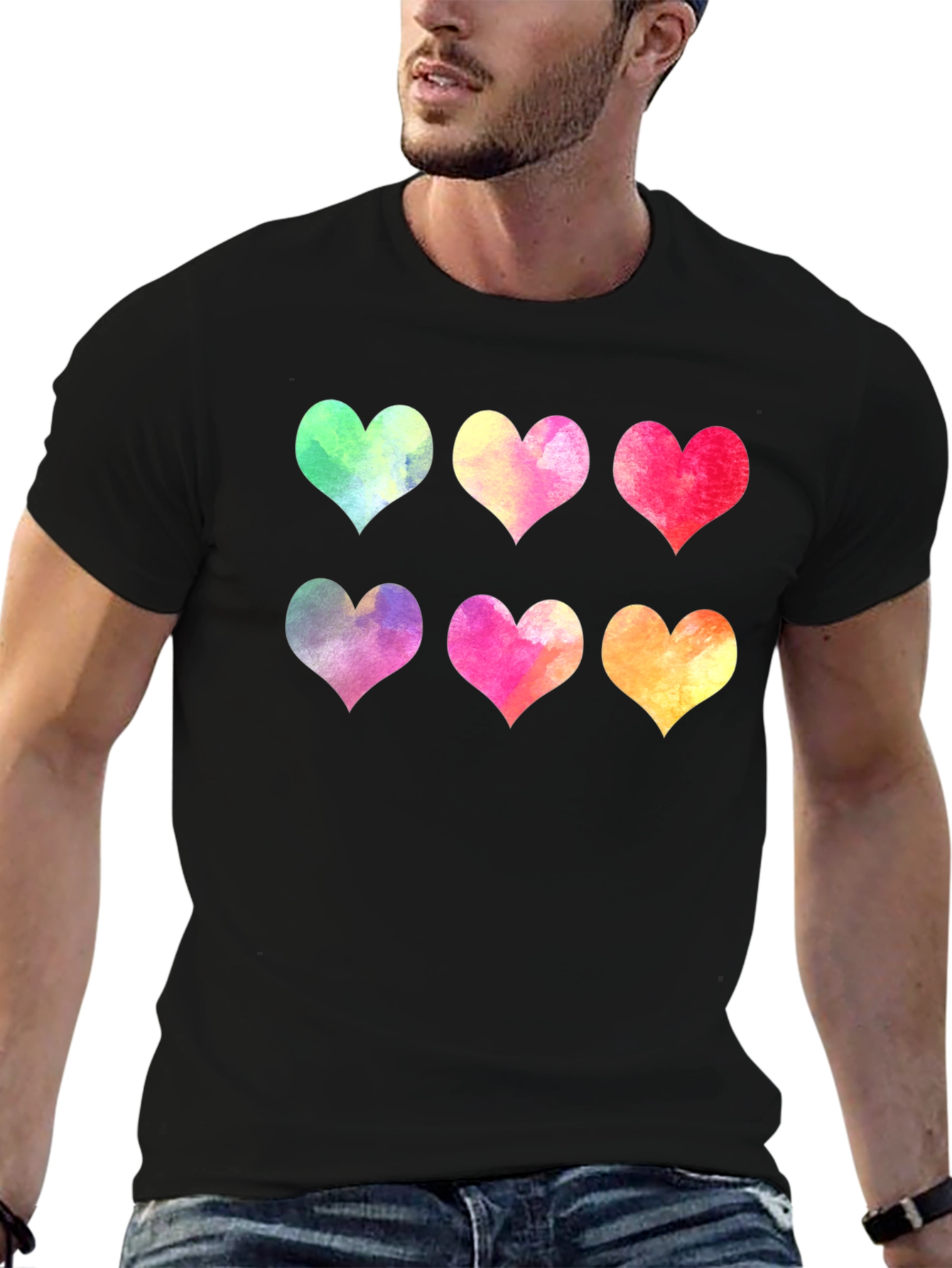 Watercolor Hearts Graphic T-Shirt